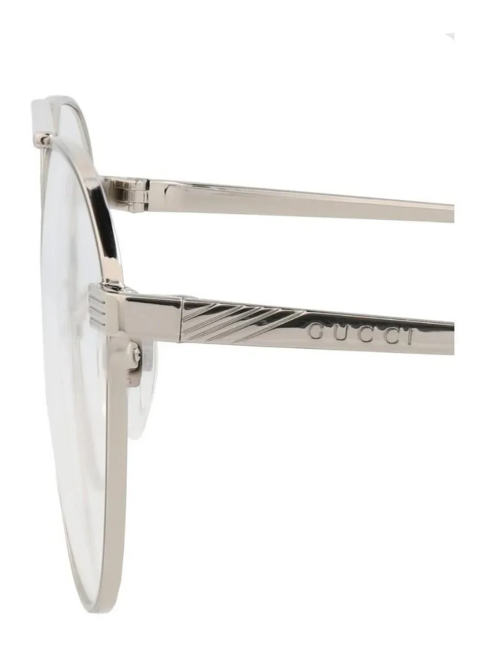 New Gucci Mens Round/Oval Silver Silver Transparent Fashion Designer Eyeglasses